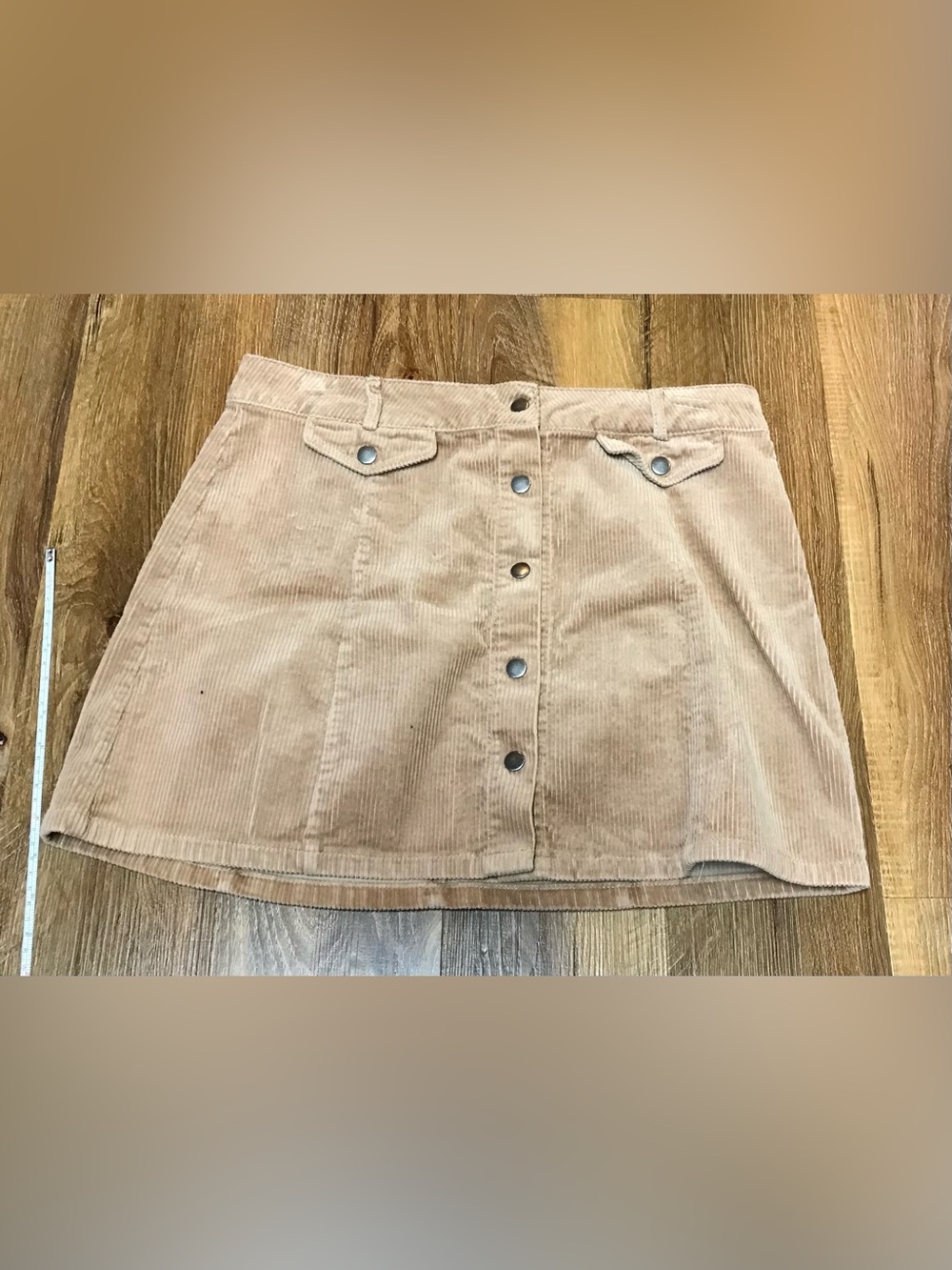 Love Tree Light Beige Corduroy Button-Front Mini Skirt
